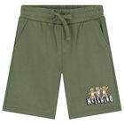 Boys Green Teddy Bear Logo Shorts, 2, hi-res