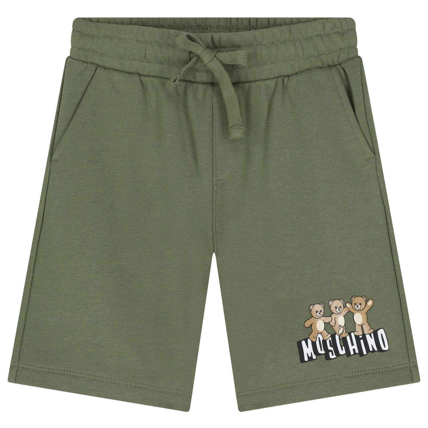 Boys Green Teddy Bear Logo Shorts, 2, hi-res