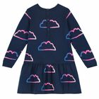 Younger Girls Navy Knitted Dress, 1, hi-res