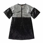 Girls Black & Silver Embellished Dress, 1, hi-res