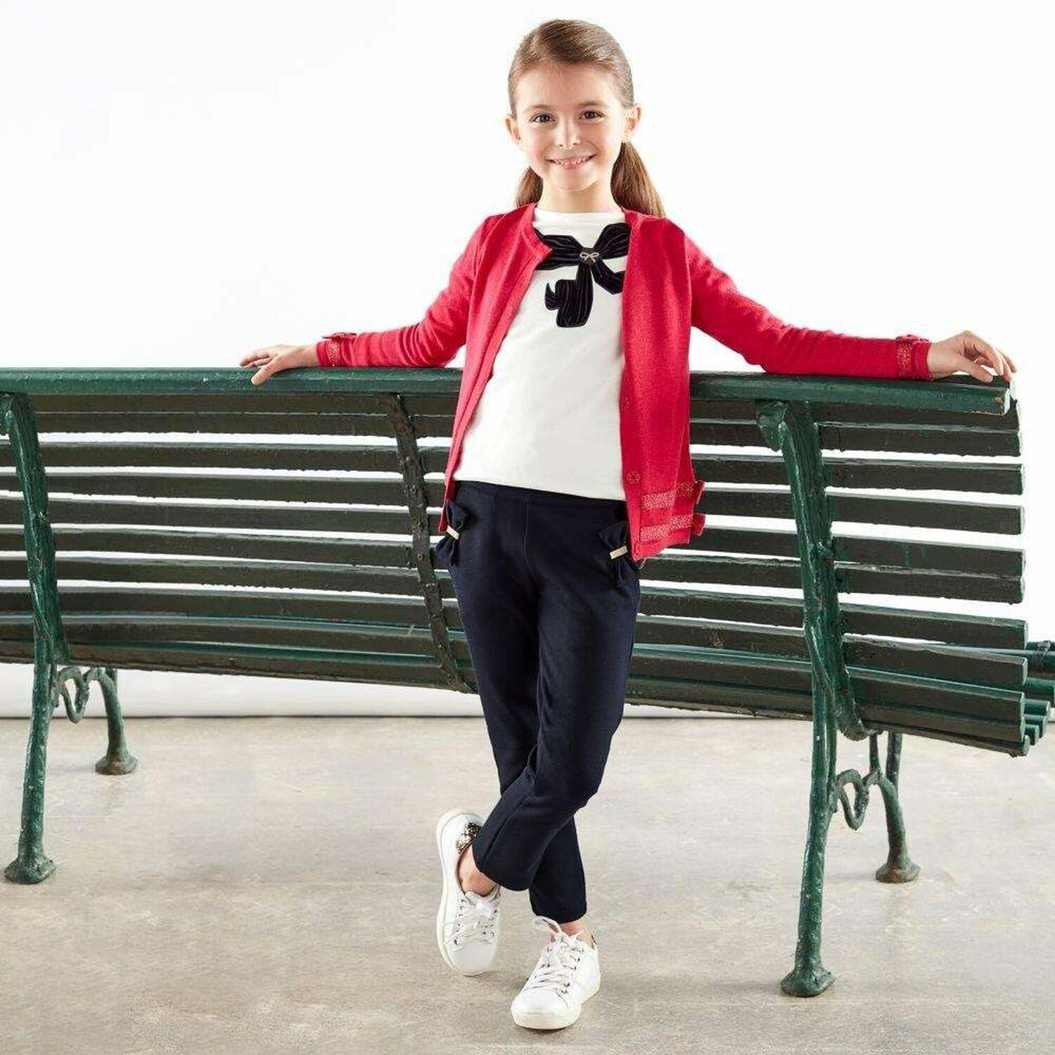 Girls Navy Jersey Trousers, 1, hi-res image number null