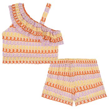 Girls Multi-Coloured Knitted Shorts Set