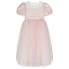 Girls Pink Sequin Tulle Dress, 1, hi-res