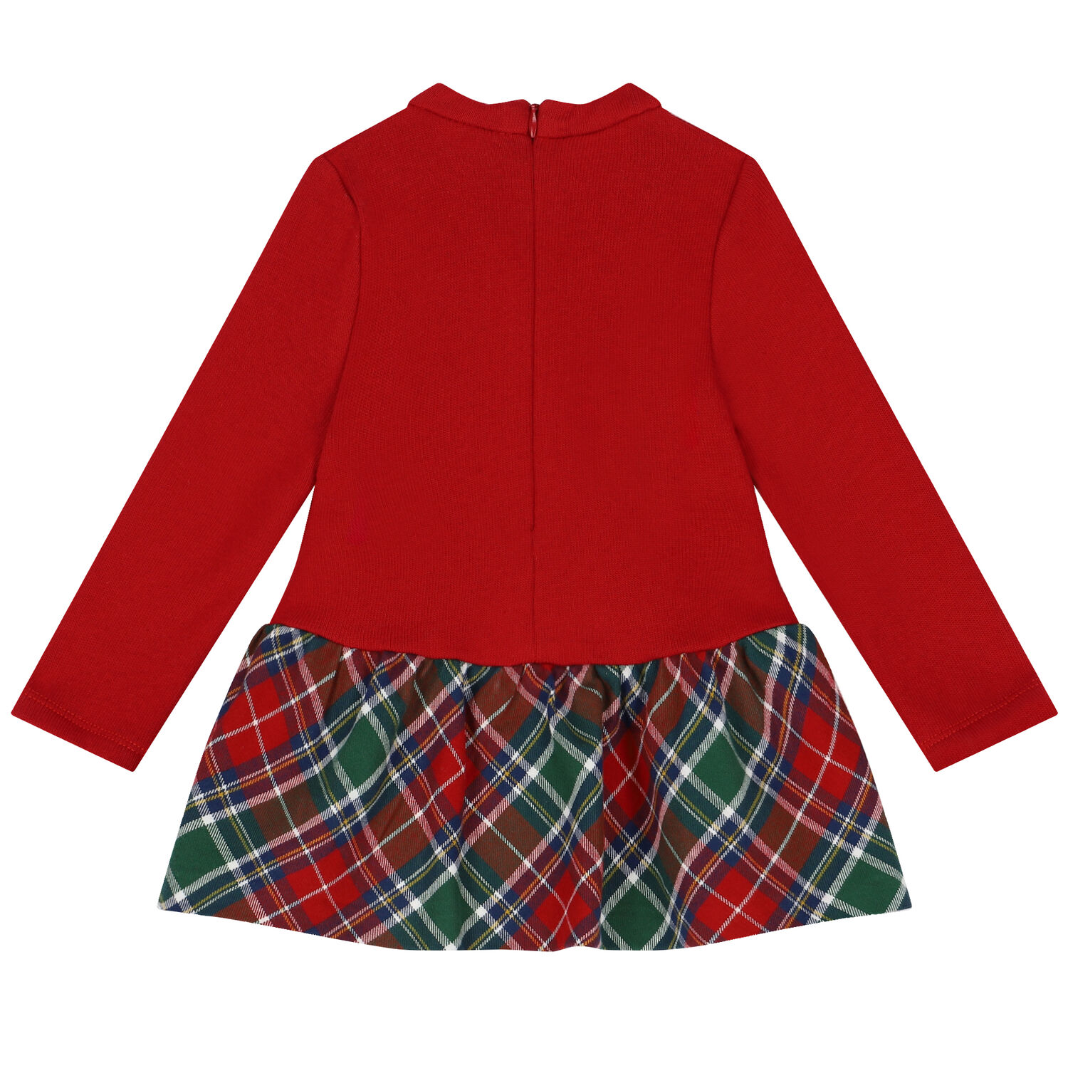 Baby Girls Red Bear & Tartan Dress, 1, hi-res image number null
