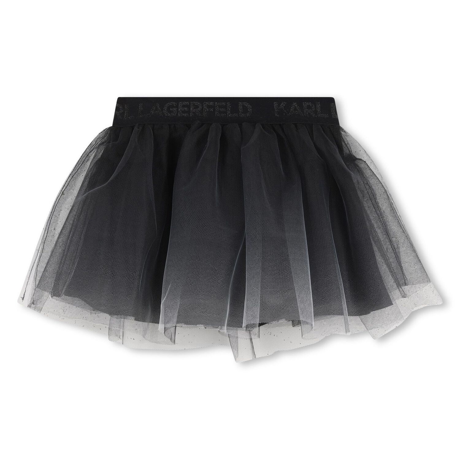 Girls White & Black Tulle Skirt, 1, hi-res