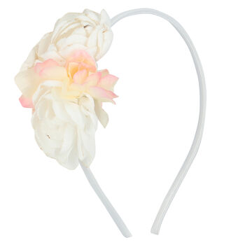 Girls White Flower Headband