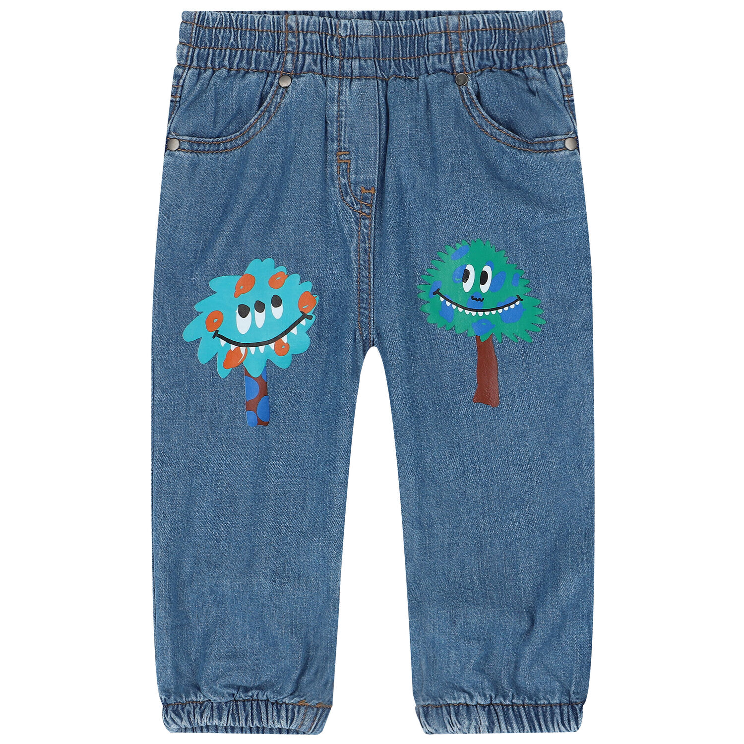 Younger Boys Blue Denim Joggers, 1, hi-res