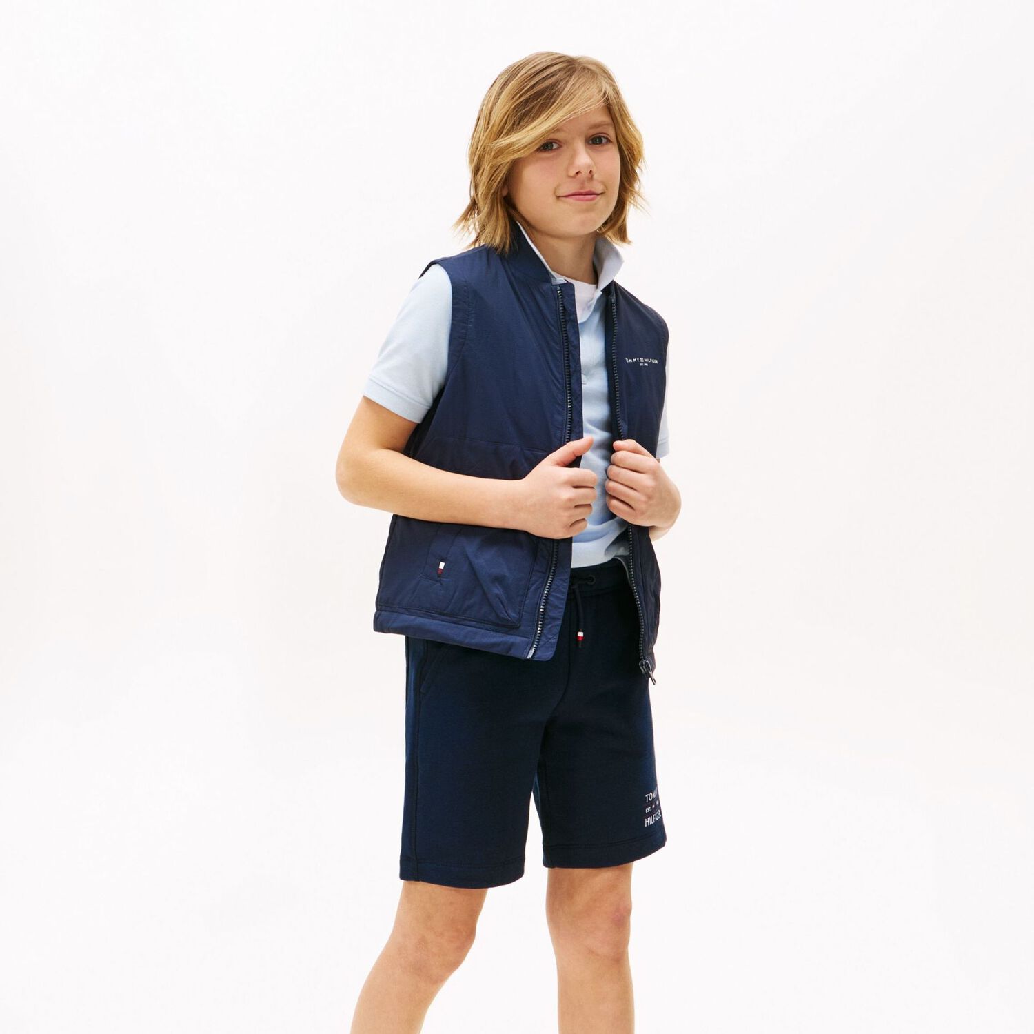 Boys Navy Blue Logo Shorts, 2, hi-res