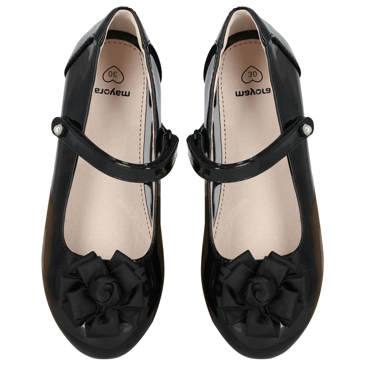 Girls Black Patent Leather Ballerina Shoes, 3, hi-res image number null