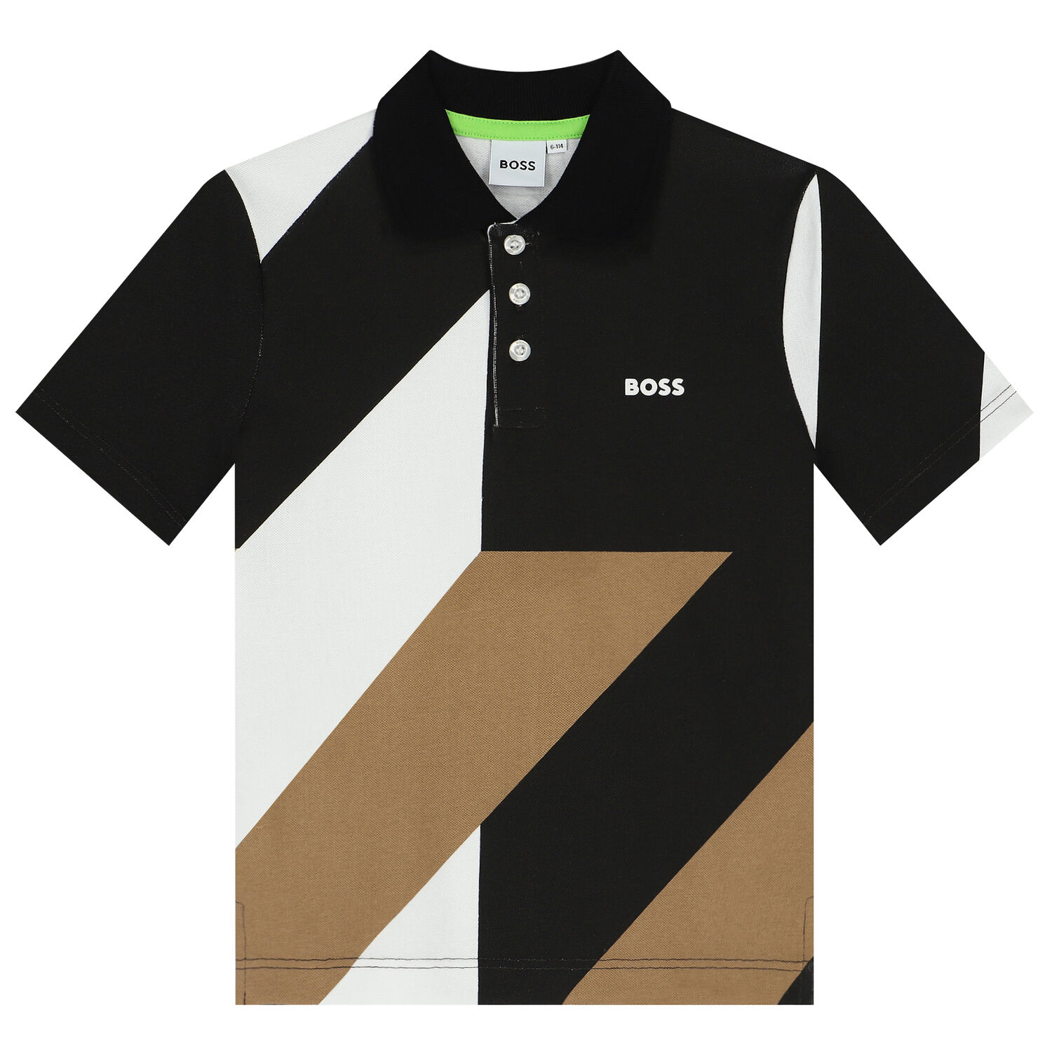 Boys Black, White & Beige Logo Polo Shirt, 1, hi-res image number null
