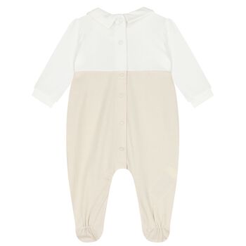 Baby Boys Ivory & Beige Babygrow