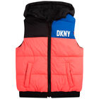 Boys Coral & Black Reversible Logo Gilet, 1, hi-res