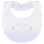 Baby Boys White & Blue Rabbit Bib, 1, hi-res