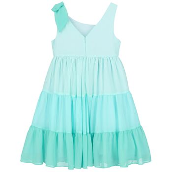 Girls Turquoise Chiffon Dress