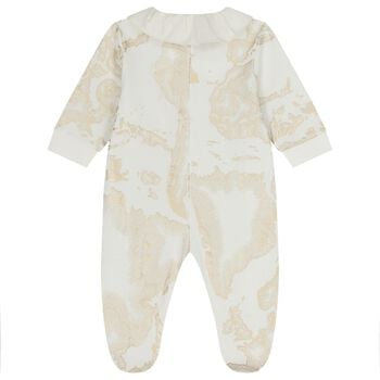 Baby Girls White & Gold Geo Map Babygrow