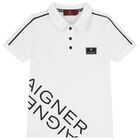 Boys White Logo Polo Shirt, 1, hi-res