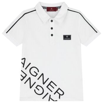 Boys White Logo Polo Shirt