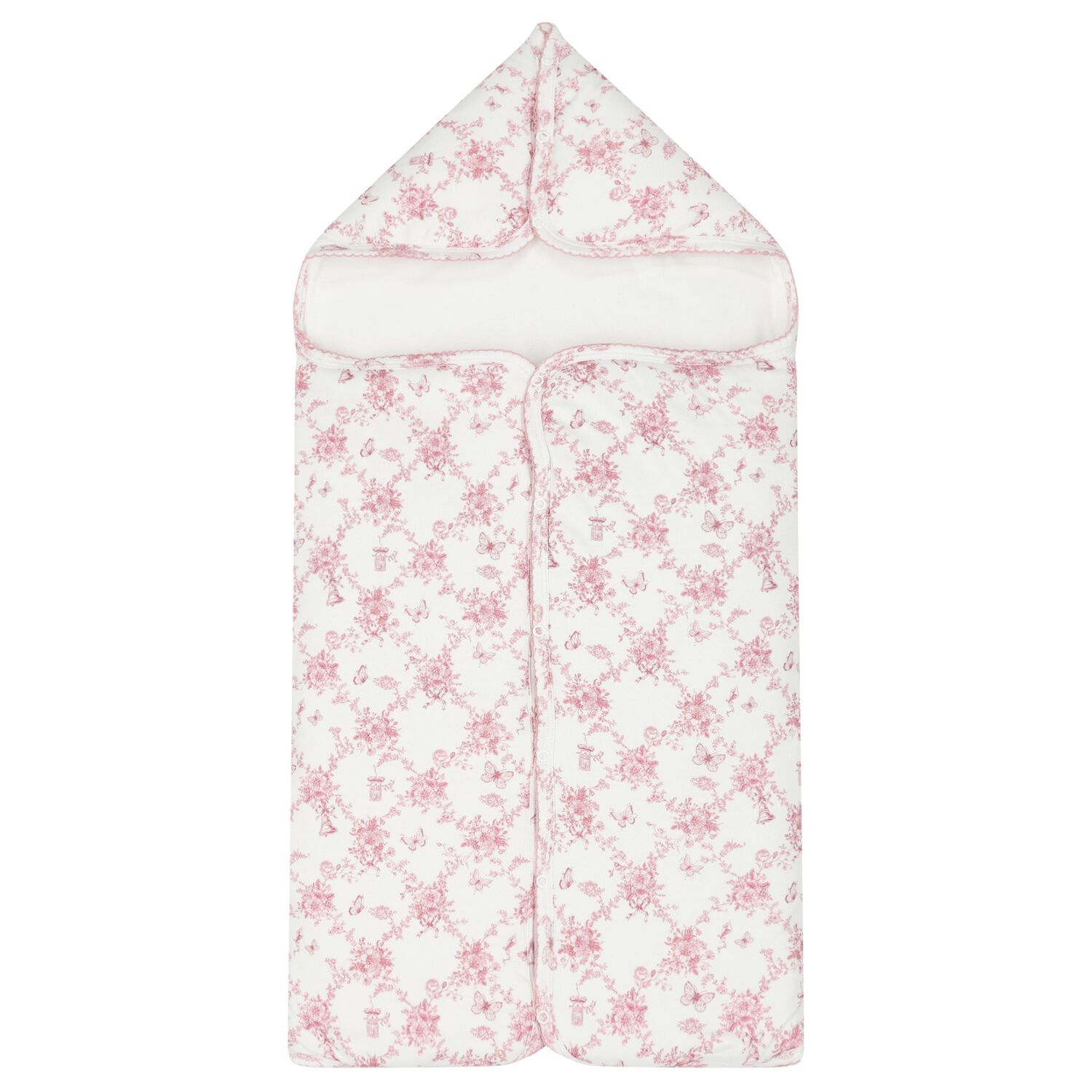 Baby Girls White & Pink Floral & Butterflies Nest, 1, hi-res