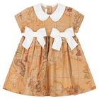 Younger Girls Beige Geo Map Dress Set, 2, hi-res