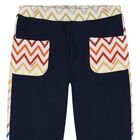 Younger Boys White & Navy Blue Zig Zag Joggers, 1, hi-res