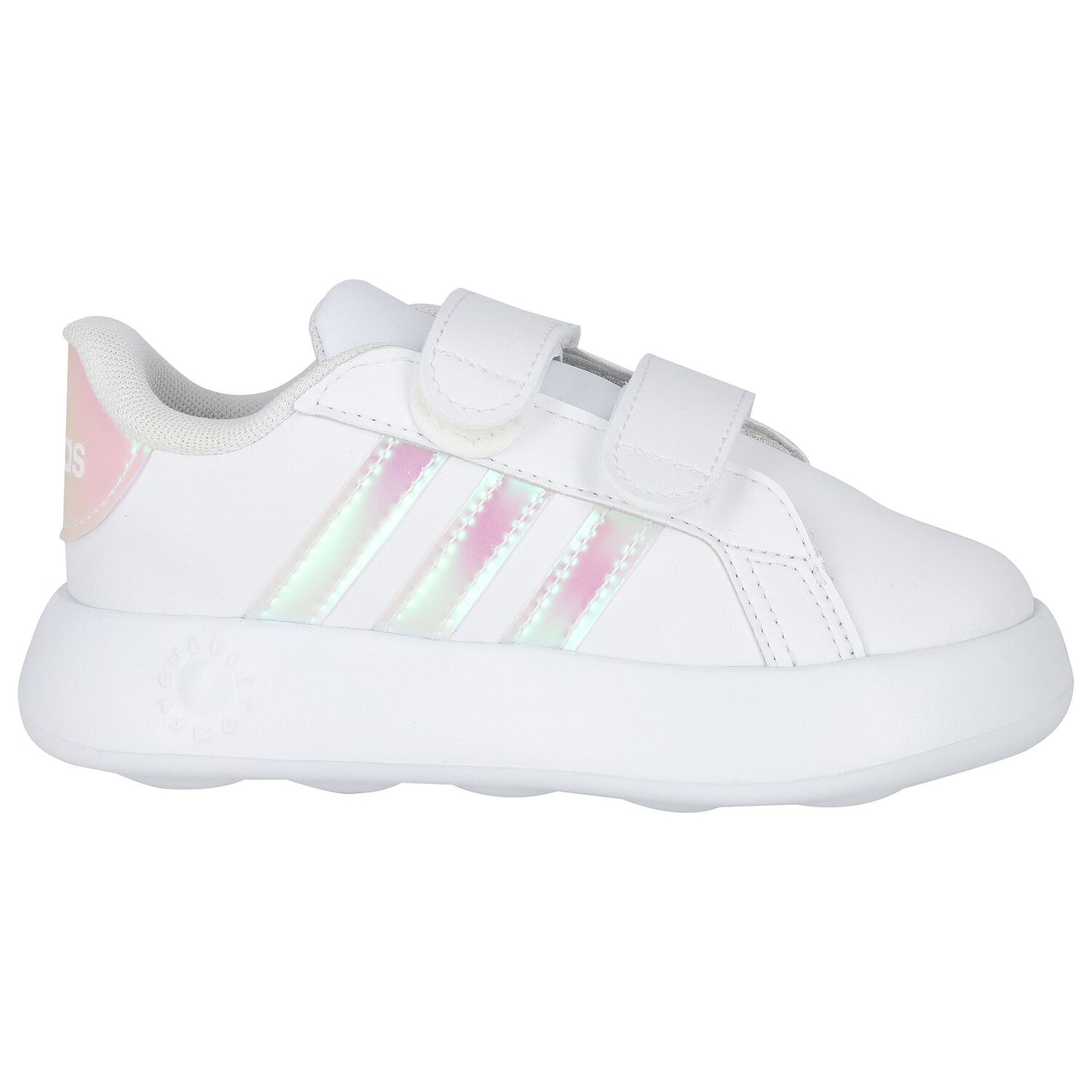 Girls White Logo Iridescent Trainers, 1, hi-res