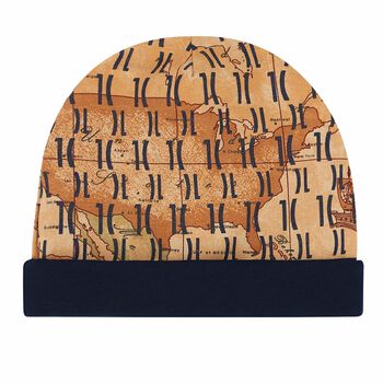 Baby Boys Navy & Beige Geo Map Hat