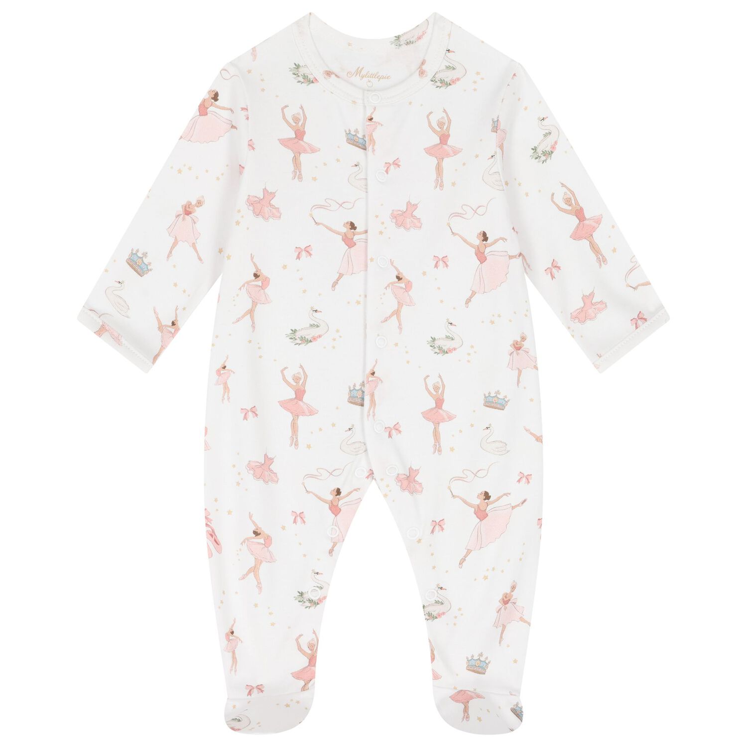 Baby Girls White & Pink Opera Babygrow Set, 1, hi-res