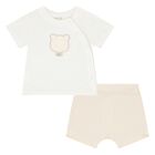 Baby Boys Ivory & Beige Shorts Set, 1, hi-res