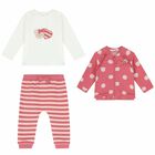 Baby Girls Ivory & Pink 3 Piece Tracksuit, 1, hi-res