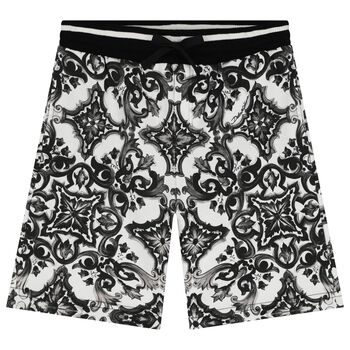 Boys Black & White Majolica Shorts