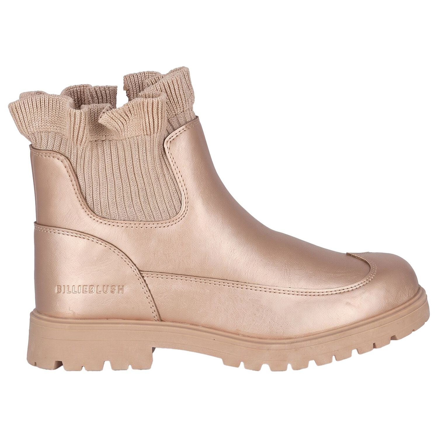 Girls Gold Knit Sock Boots, 1, hi-res