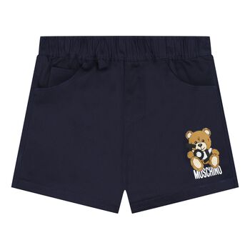 Younger Boys White Teddy Bear Logo Shorts