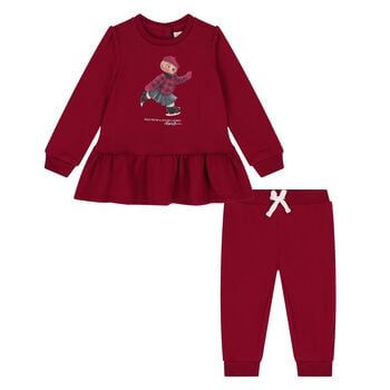 Baby Girls Red Polo Bear Tracksuit