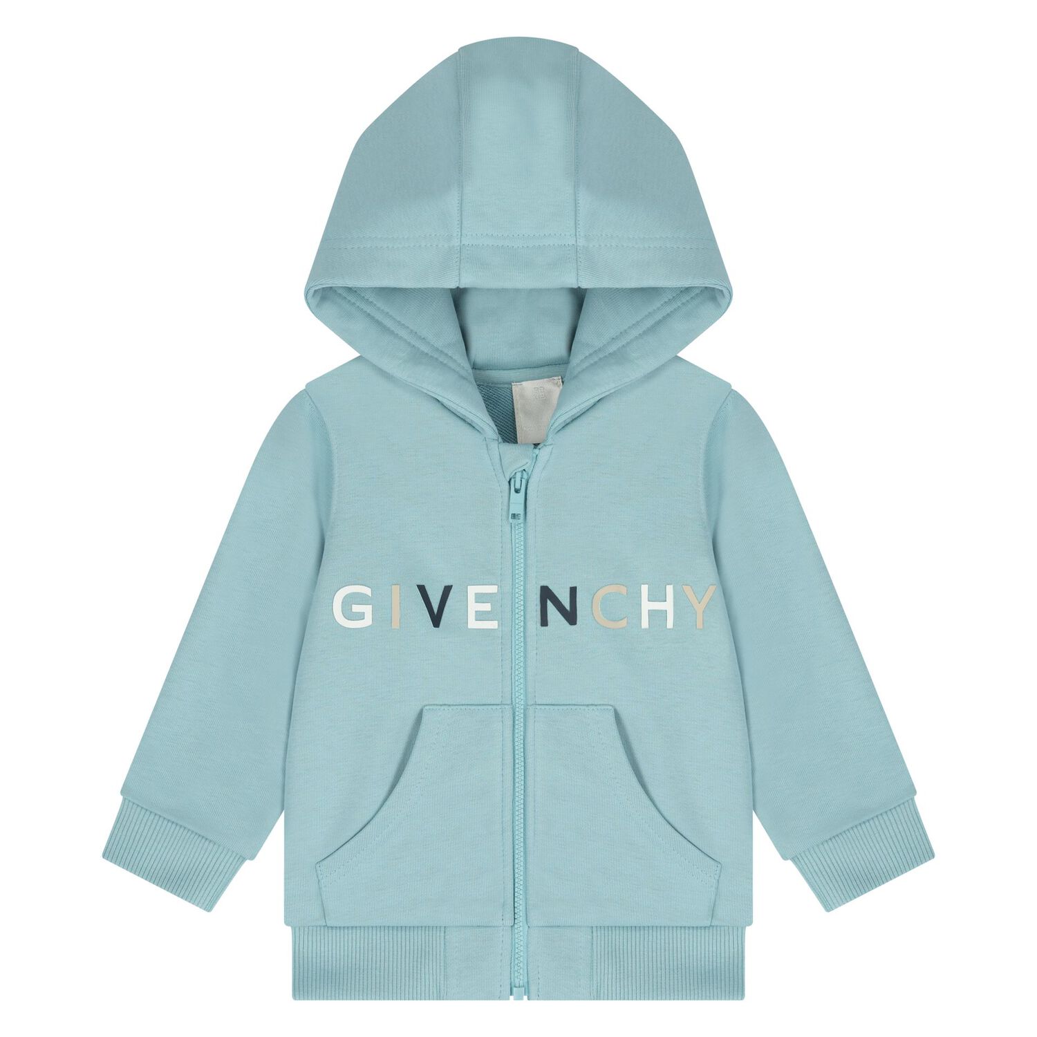 Younger Boys Blue Logo Hooded Zip Up Top, 1, hi-res