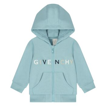 Younger Boys Blue Logo Hooded Zip Up Top