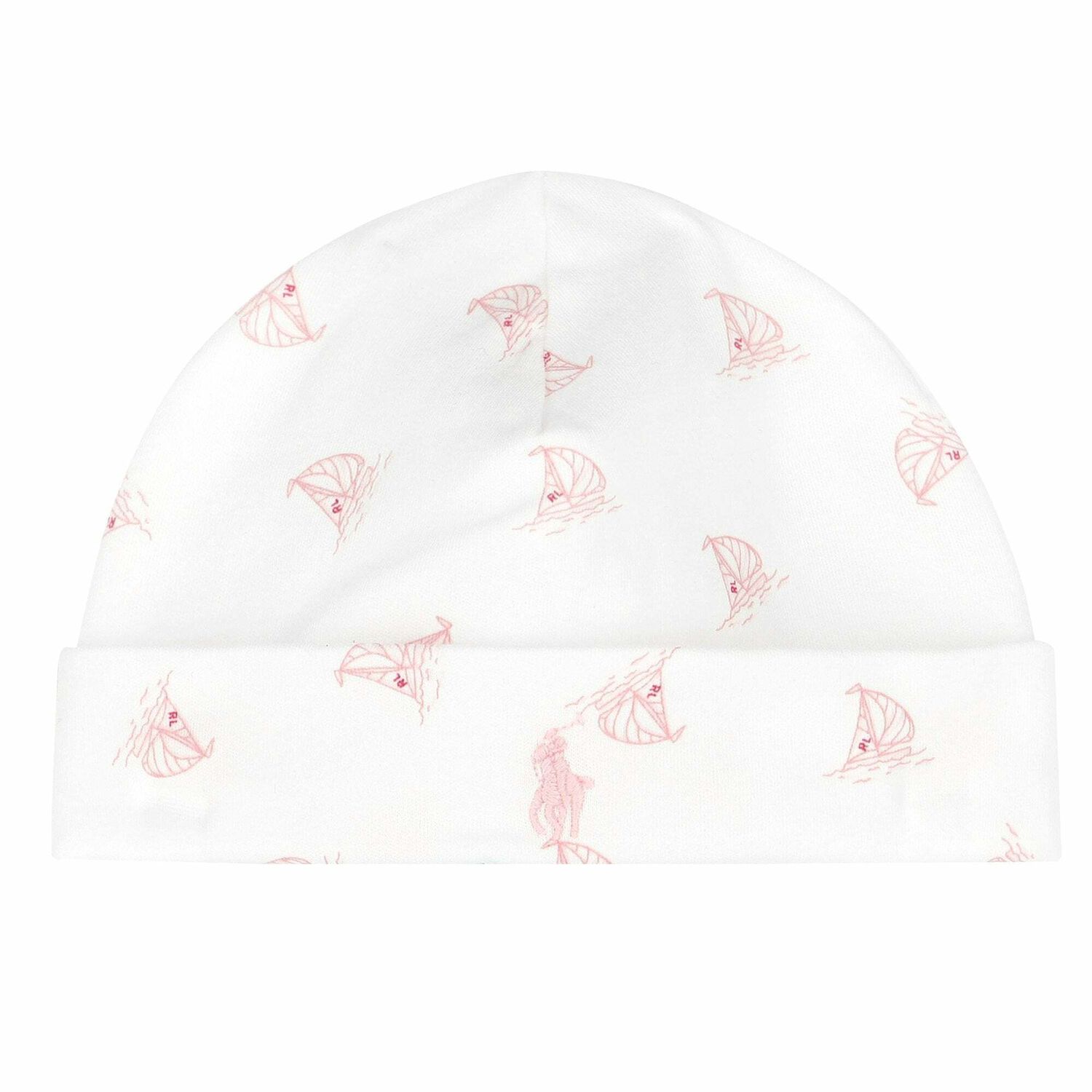 Baby Girls White & Pink Logo Hat, 1, hi-res