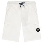 Boys White Logo Shorts, 1, hi-res