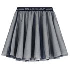 Girls Grey & Navy Blue Logo Skirt, 2, hi-res