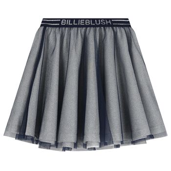 Girls Grey & Navy Blue Logo Skirt
