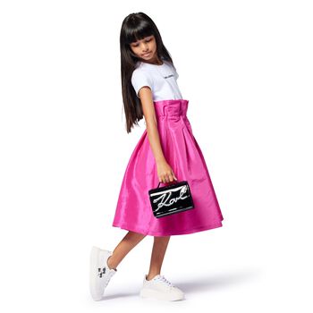 Girls White Ikonik Leather Trainers