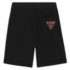 Boys Black Logo Shorts, 1, hi-res