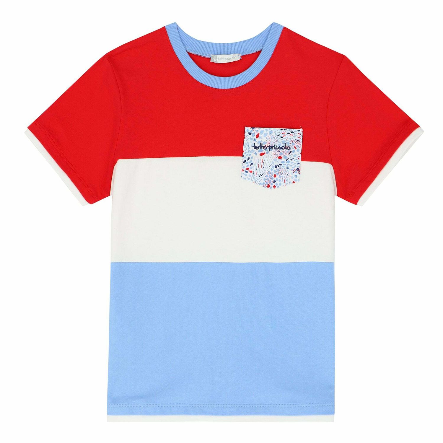 Boys Red & Blue Colourblock T-Shirt, 1, hi-res