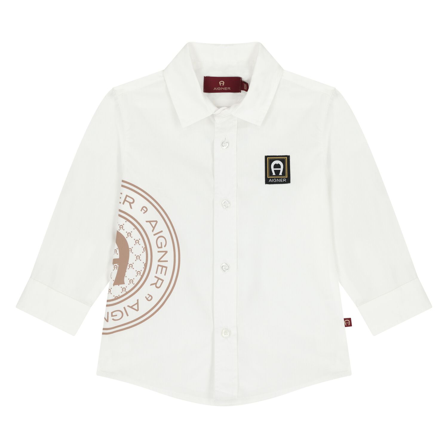Younger Boys White Logo Shirt, 2, hi-res