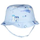 Baby Boys Blue & White Dungaree & Hat Set, 2, hi-res