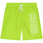 Boys Green Logo Swim Shorts, 1, hi-res