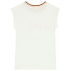 Girls White Love Top, 1, hi-res