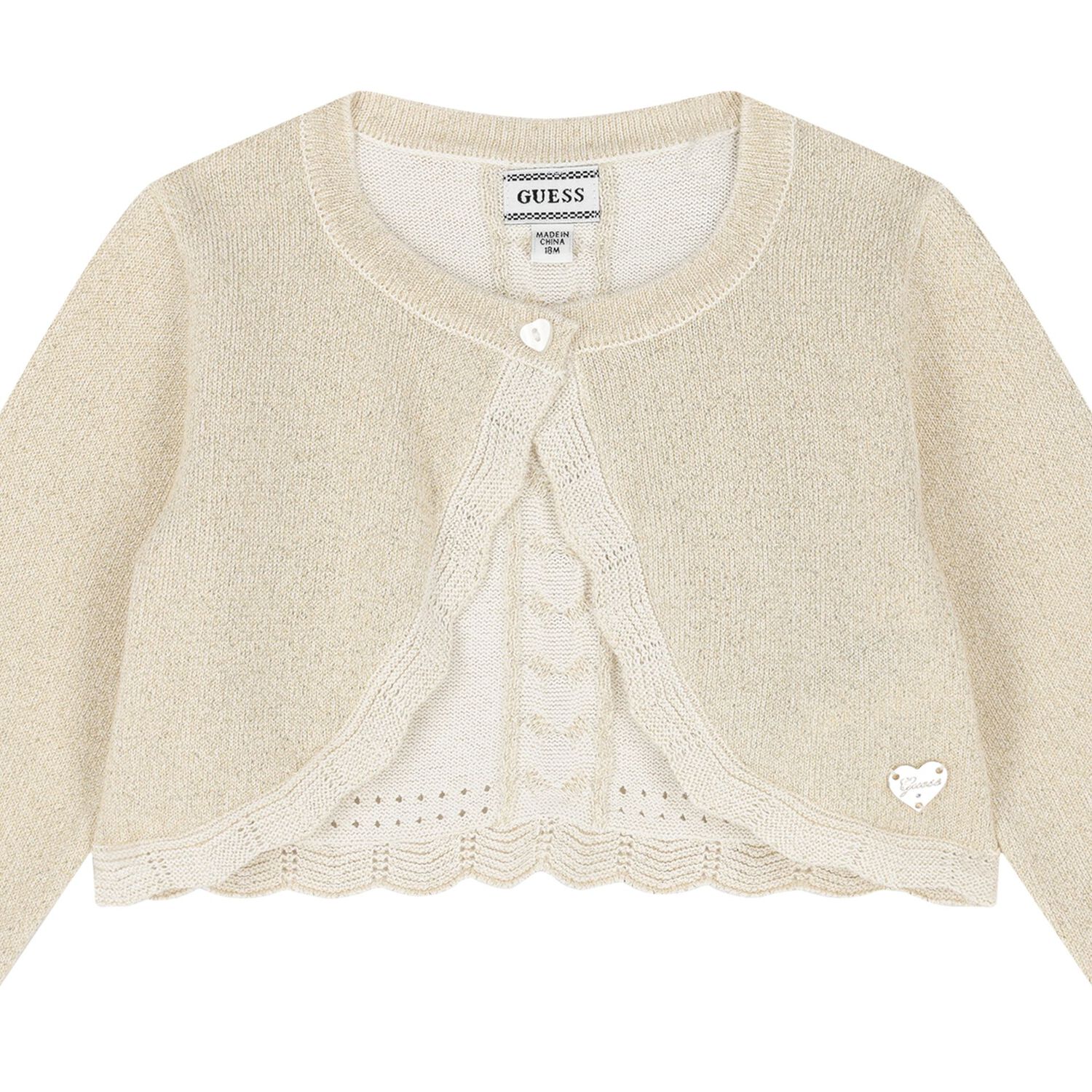 Younger Girls Gold Knitted Cardigan, 1, hi-res