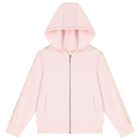 Girls Pink Logo Hooded Zip Up Top, 1, hi-res