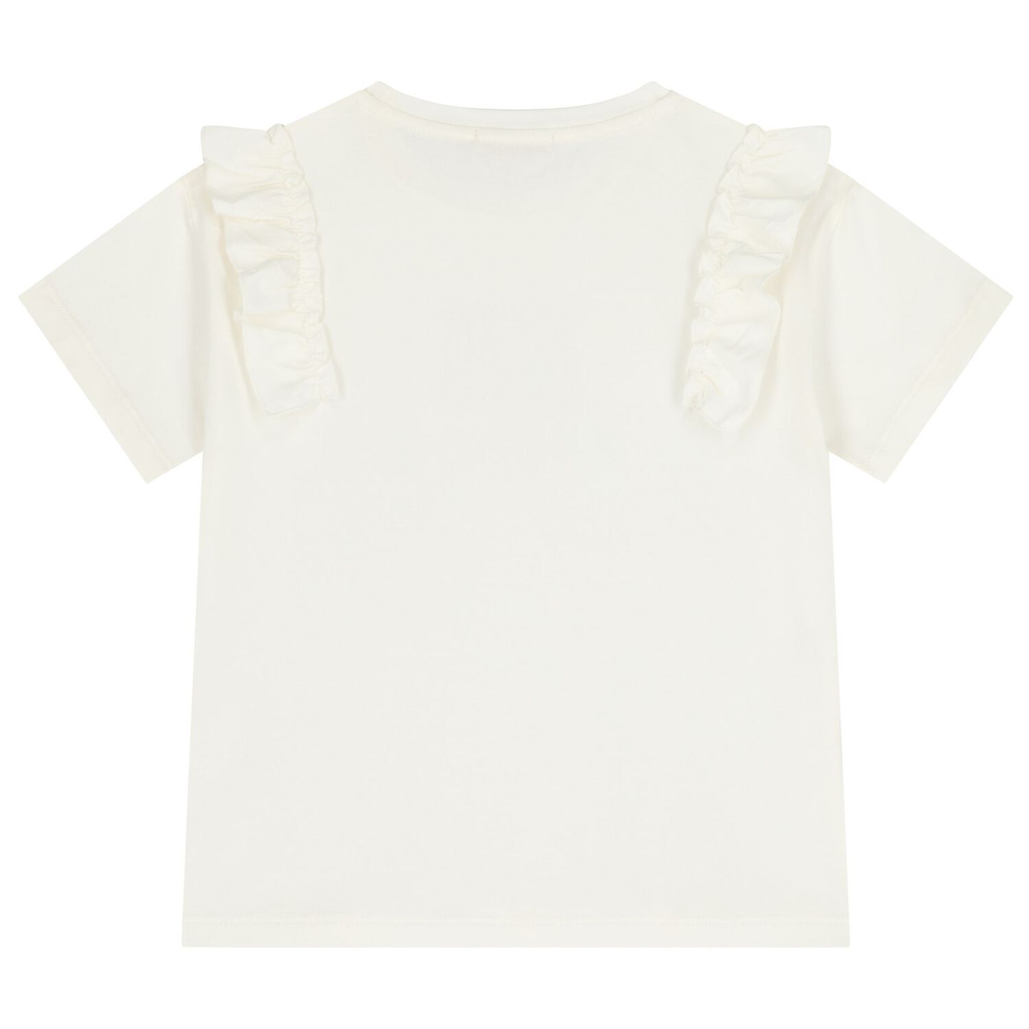 Girls Ivory Logo Ruffled T-Shirt, 1, hi-res