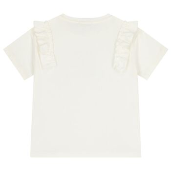 Girls Ivory Logo Ruffled T-Shirt